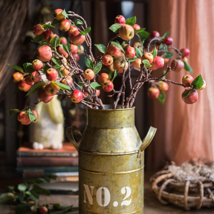 Artificial Fruit Mini Apple Stems in Red 23" Tall