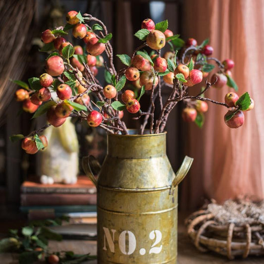 Artificial Fruit Mini Apple Stems in Red 23" Tall