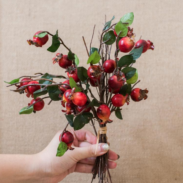 Artificial Fruit Pomegranate Fruit Bouquet 12" Tall