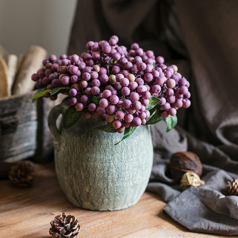 Artificial Fruit Purple Berry Bunch 11" Tall Silk Plant