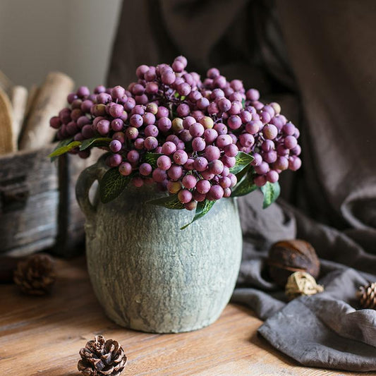 Artificial Fruit Purple Berry Bunch 11" Tall Silk Plant