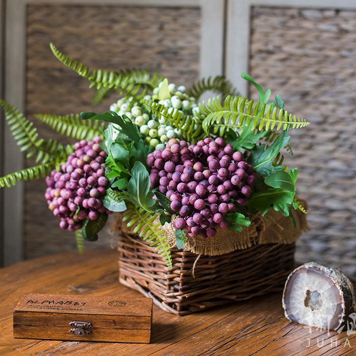 Artificial Fruit Purple Berry Bunch 11" Tall Silk Plant