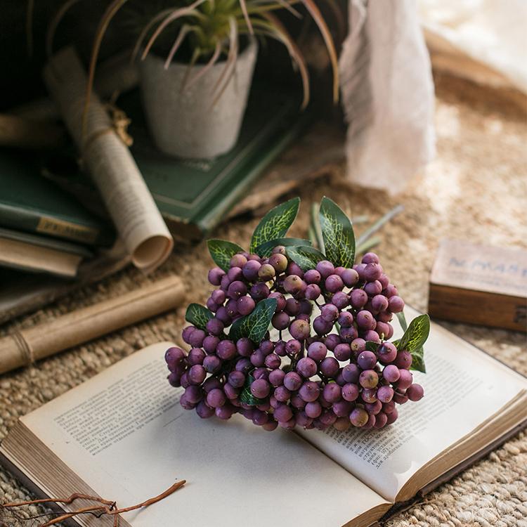 Artificial Fruit Purple Berry Bunch 11" Tall Silk Plant