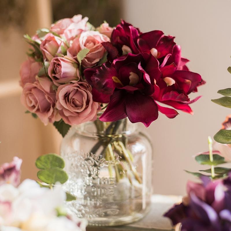 Artificial Silk Orchid Bouquet Small Cymbidium Various Colors