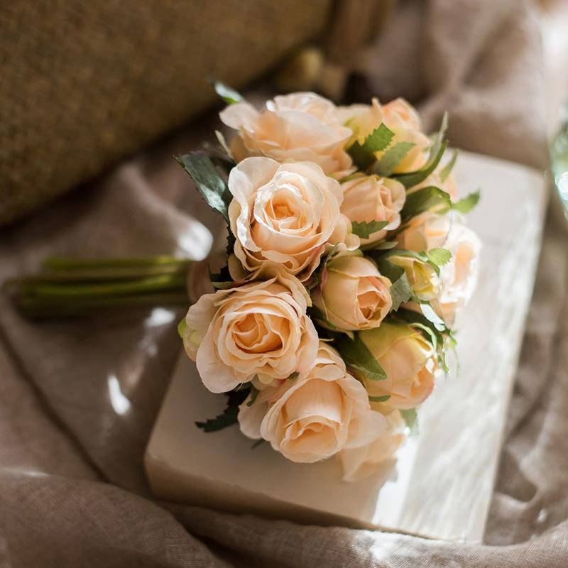 Artificial Silk Rose Flower Bouquet Small in Various Colors