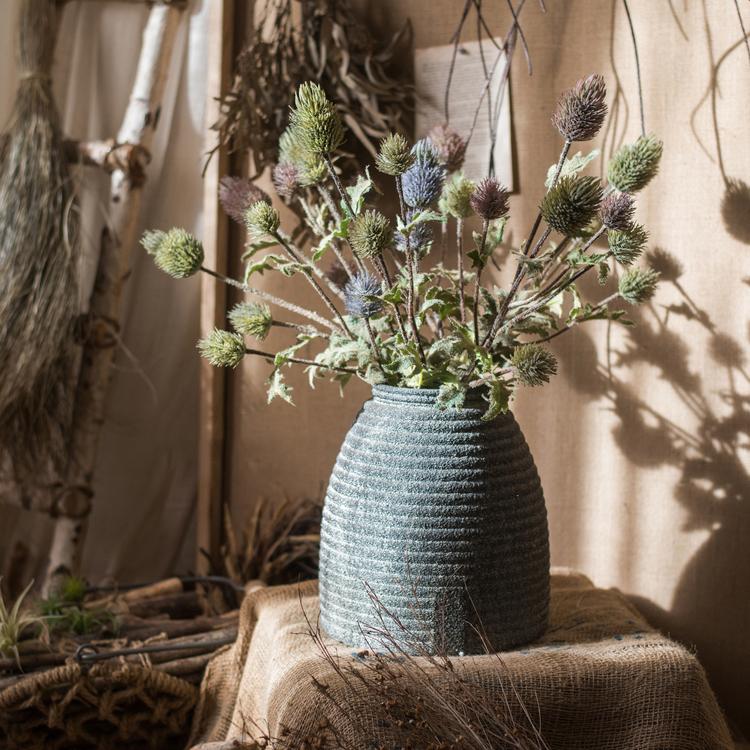 Faux Silk Artificial Thistle Flower Stem 26" Tall