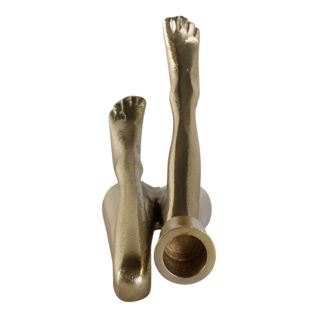 Metal Bent Legs Modern Taper Candle Holder - Gold, 6 in.