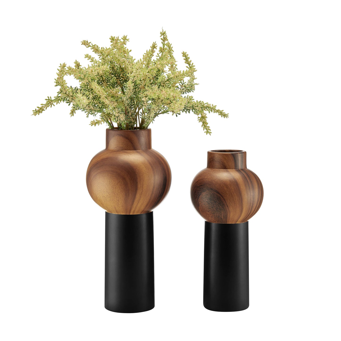Milo Slickpin Two Tone Tabletop Vases Black Walnut Set of 2