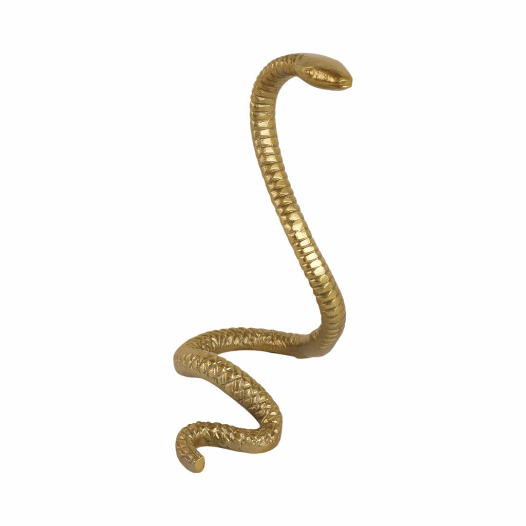 Metal Solid Tall Snake Decorative Figurine - Gold, 10 in.