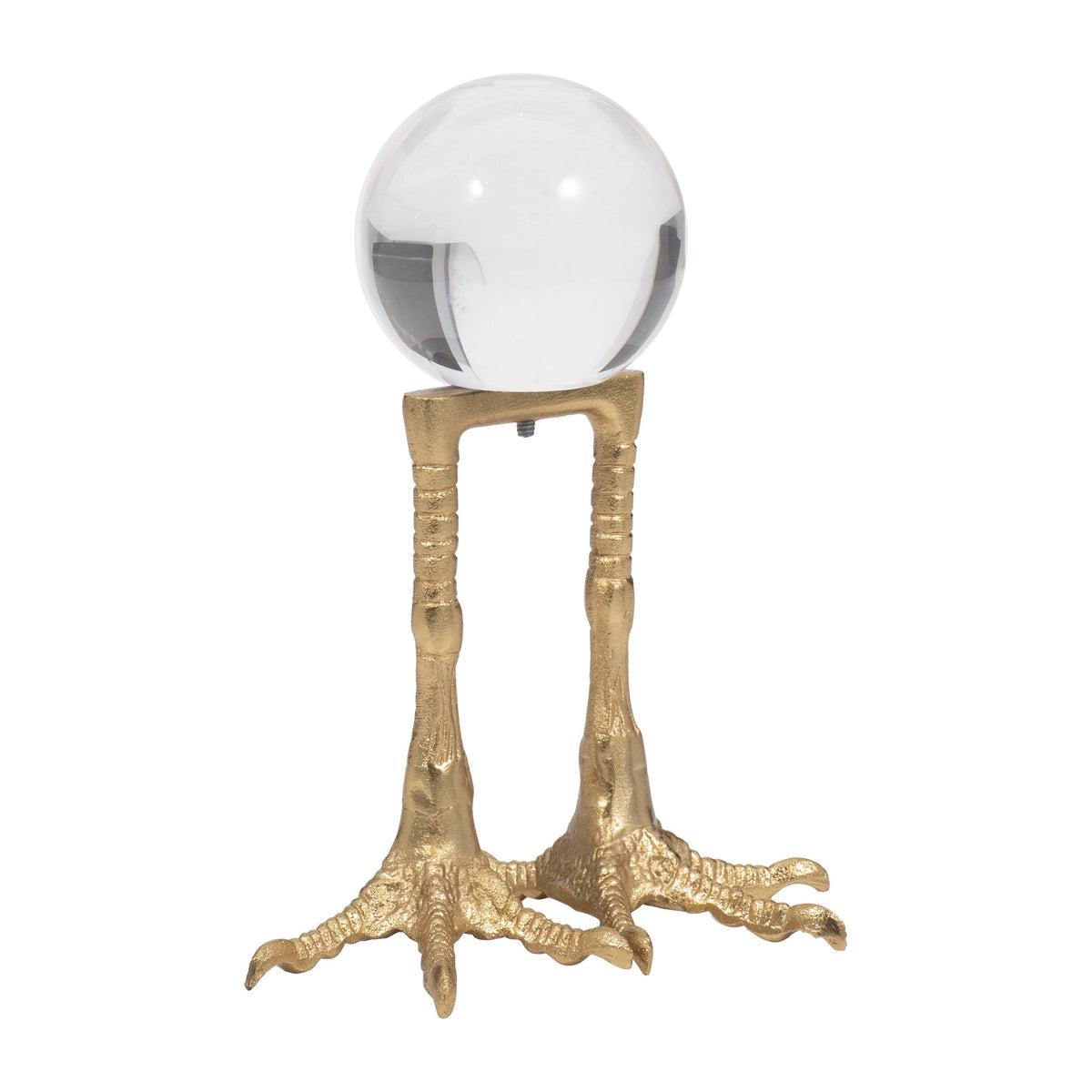 Metal Bird Feet Holding Acrylic Ball Figurine - Gold, 8 in.