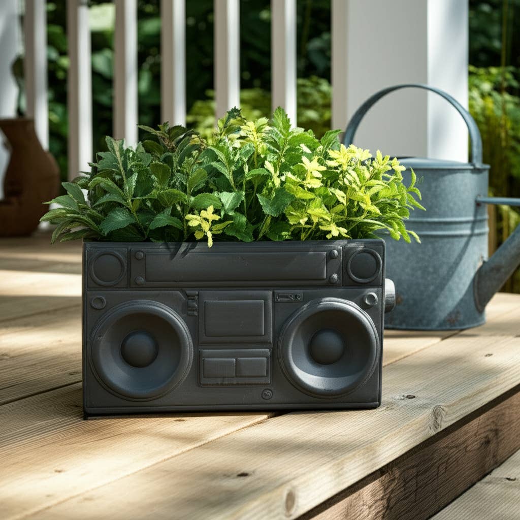 Ceramic Stereo Planter Pot Garden Decor - Gray, 13 in.