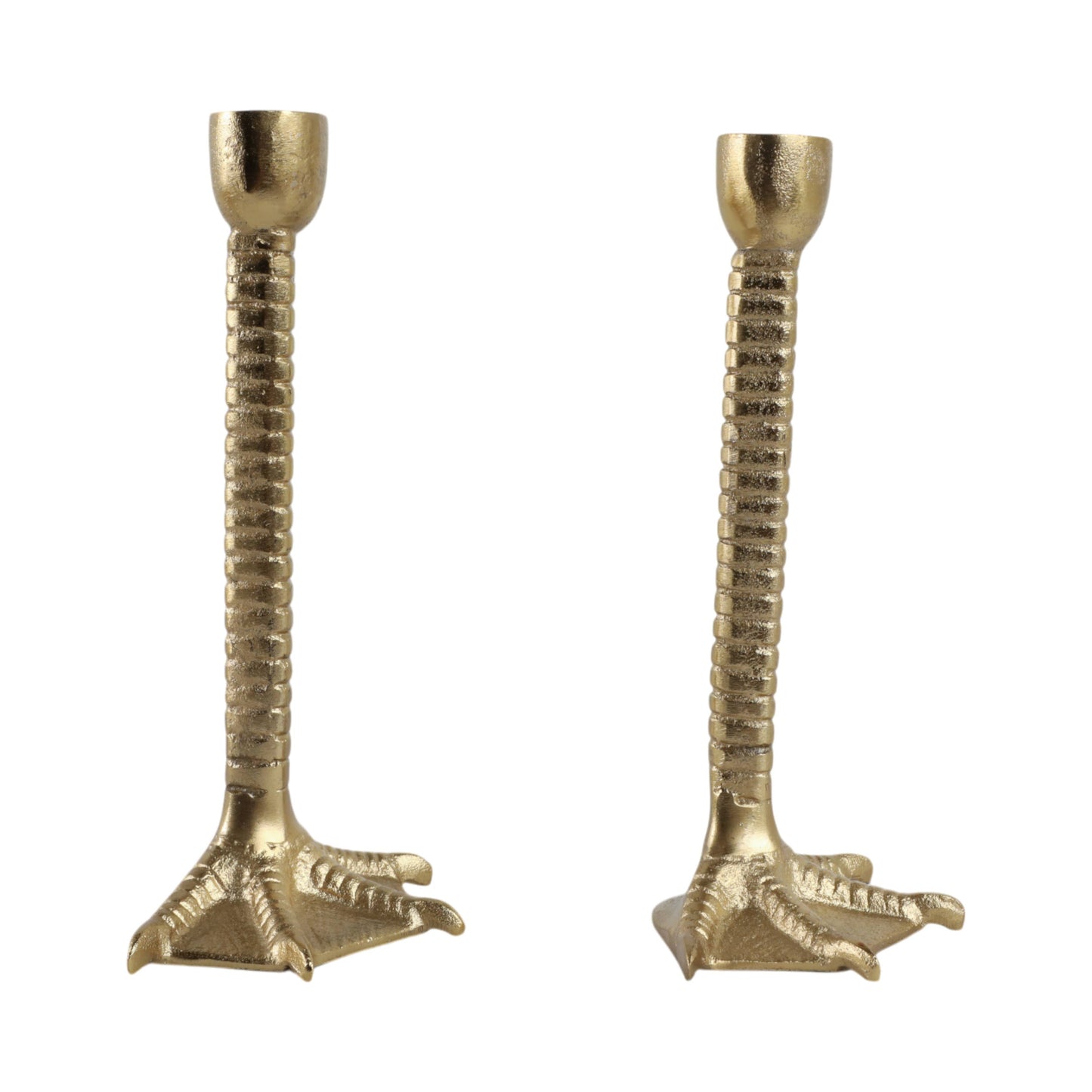 Metal Bird Legs Taper Candle Holders Set of 2 - Gold, 9 in.
