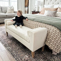 56 Inch Modern Boucle Accent Bench with Round Pillows
