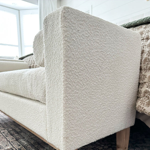 56 Inch Modern Boucle Accent Bench with Round Pillows