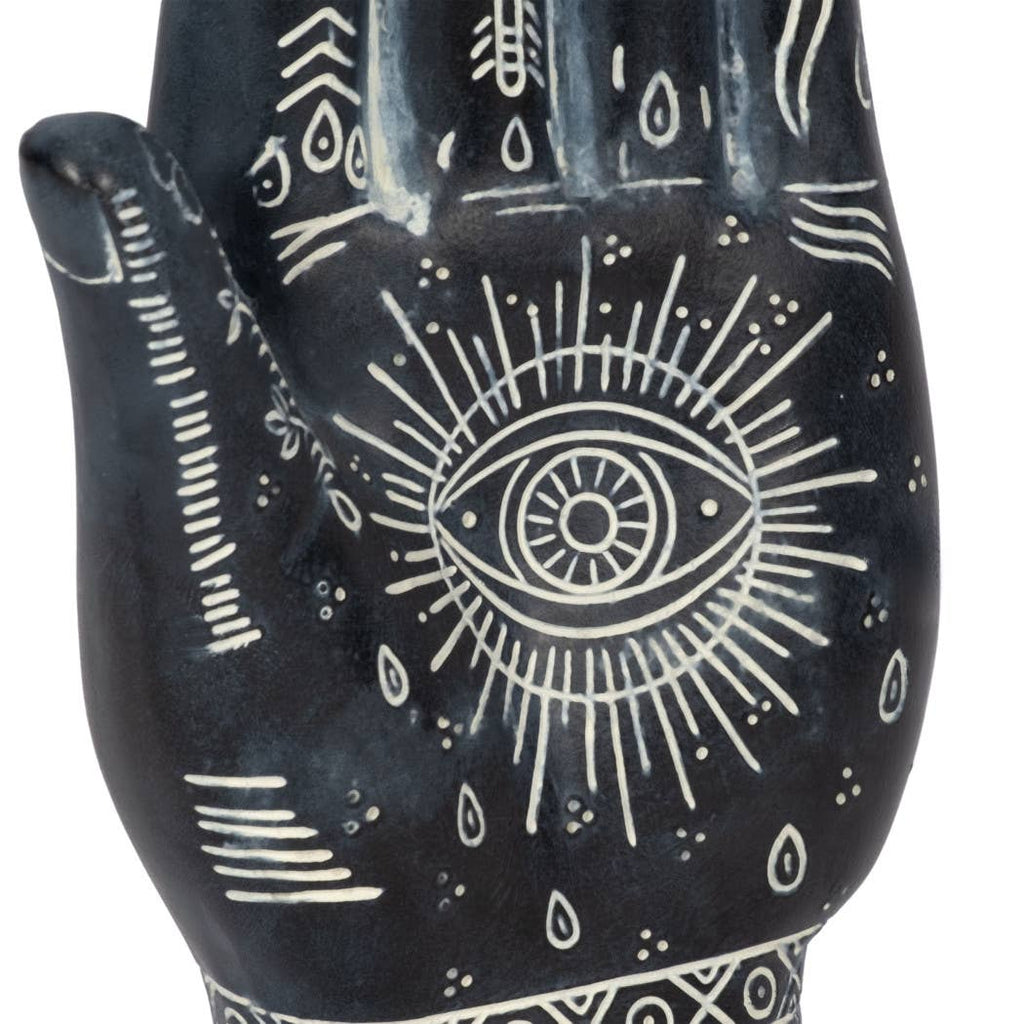 Resin Tattoo Symbolic Hand Sculpture - Black, 10 in.