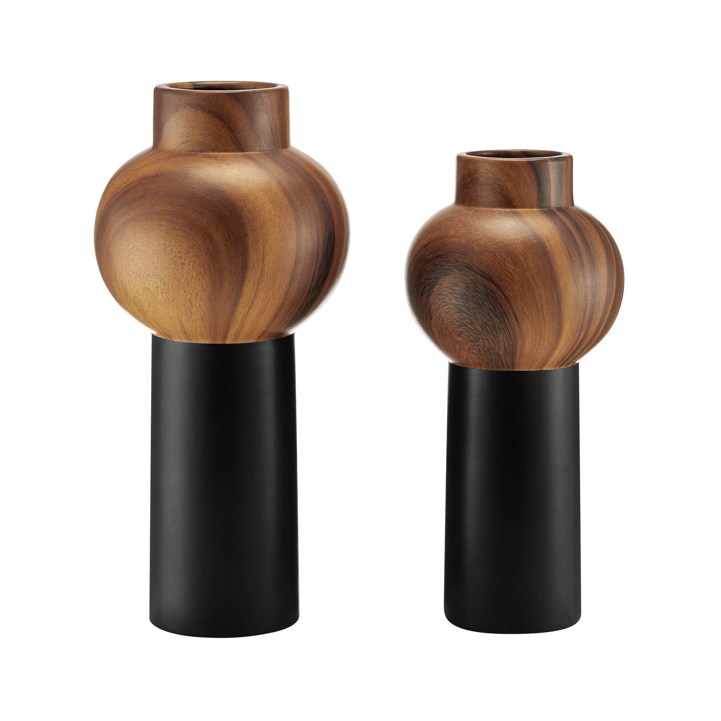 Milo Slickpin Two Tone Tabletop Vases Black Walnut Set of 2