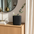 Ceramic Modern Ridged Decorative Vase - Black, 8 in.