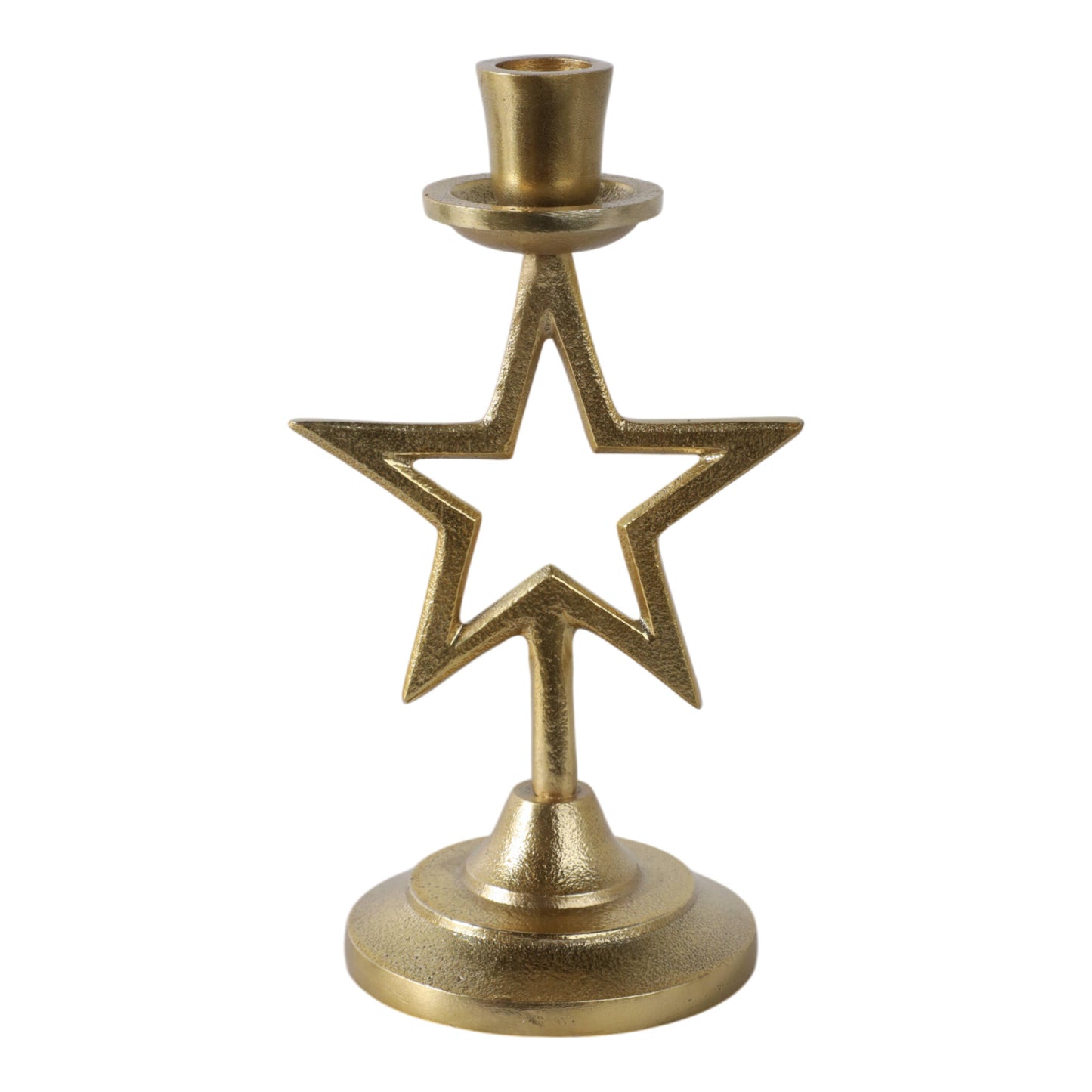 Aluminum Boho Cut-Out Star Taper Holder - Gold, 9 in.