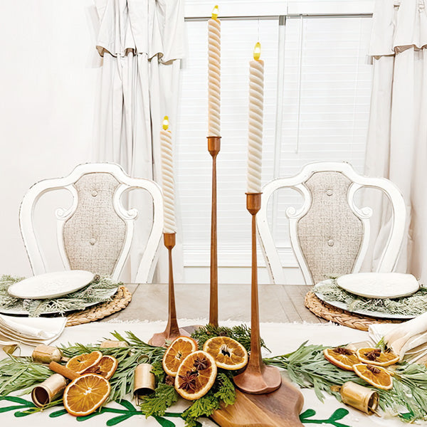 Copper Finish Cast Iron Taper Candle Holders, Set of Three