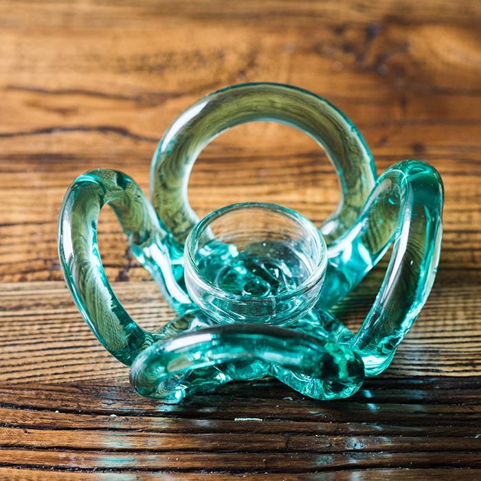 Candle Holder Hand Blown Glass Qingtan Flower