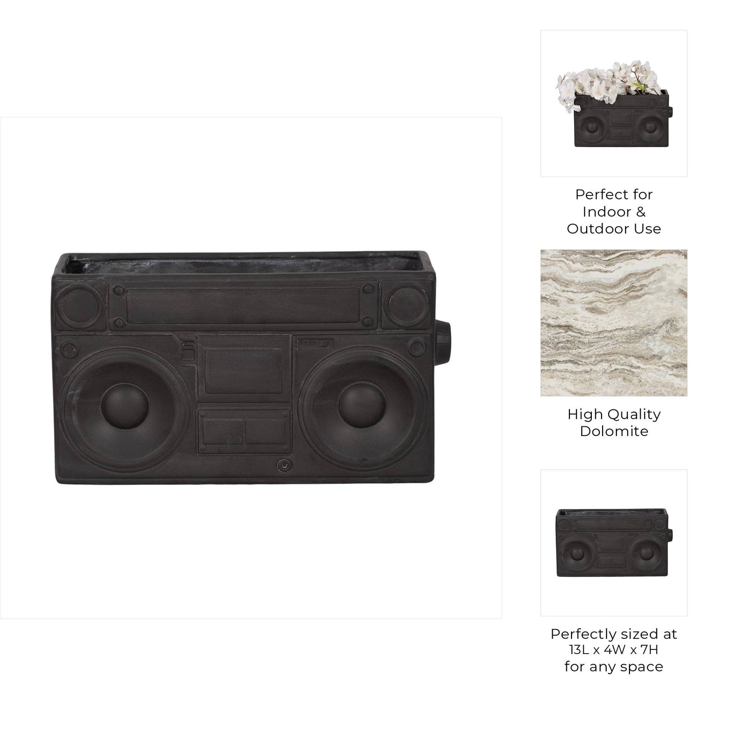 Ceramic Stereo Planter Pot Garden Decor - Gray, 13 in.