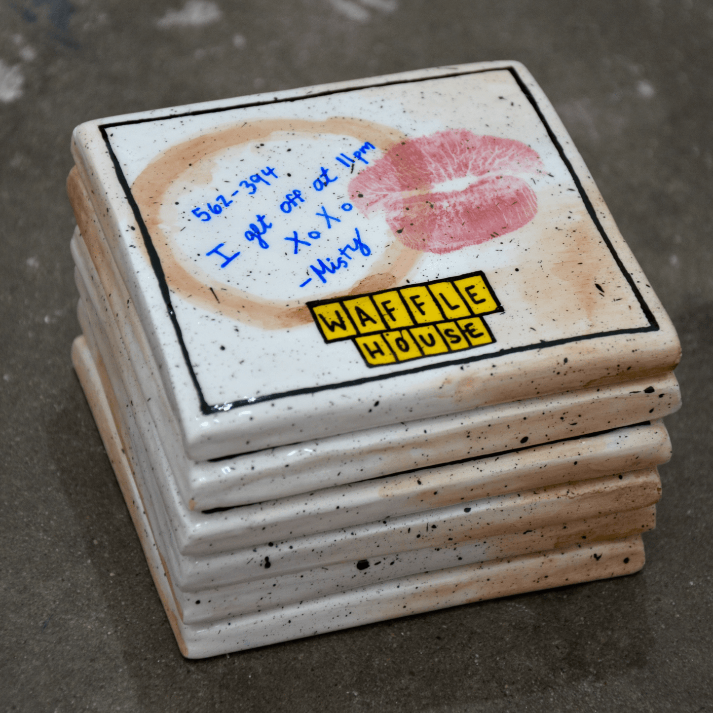 USED DINER NAPKIN COASTER