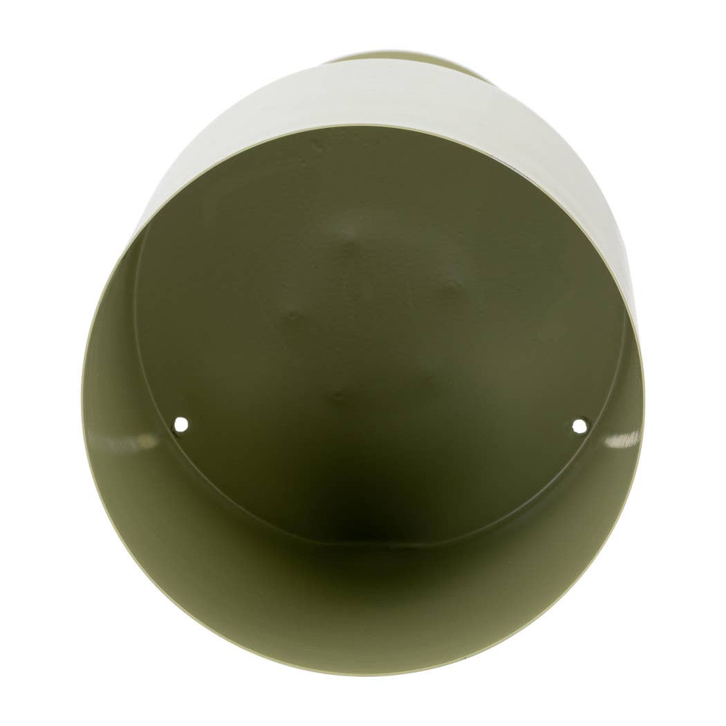 Metal Cylindrical Planter Pot on Round Base - Green, 6 in.