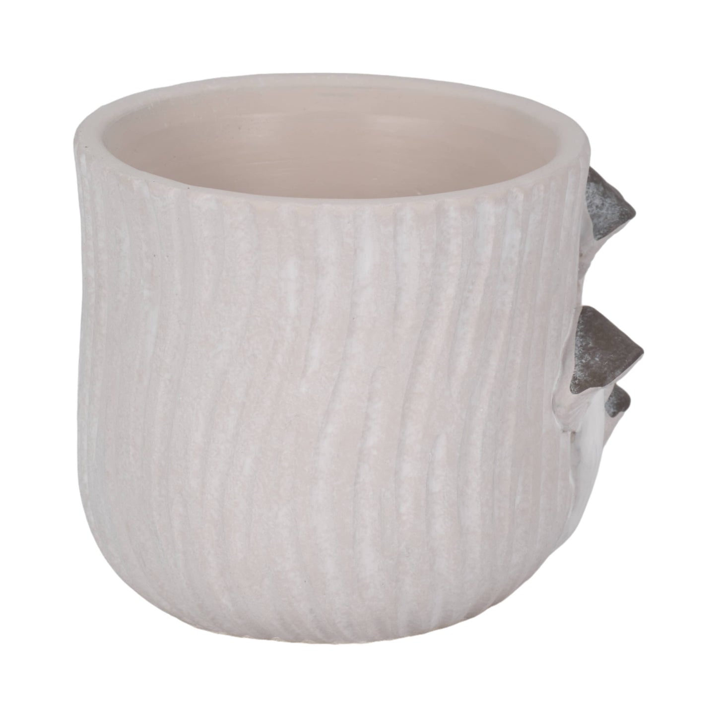 Ceramic Handcrafted Mushroom Applique Planter - Gray, 6 in.