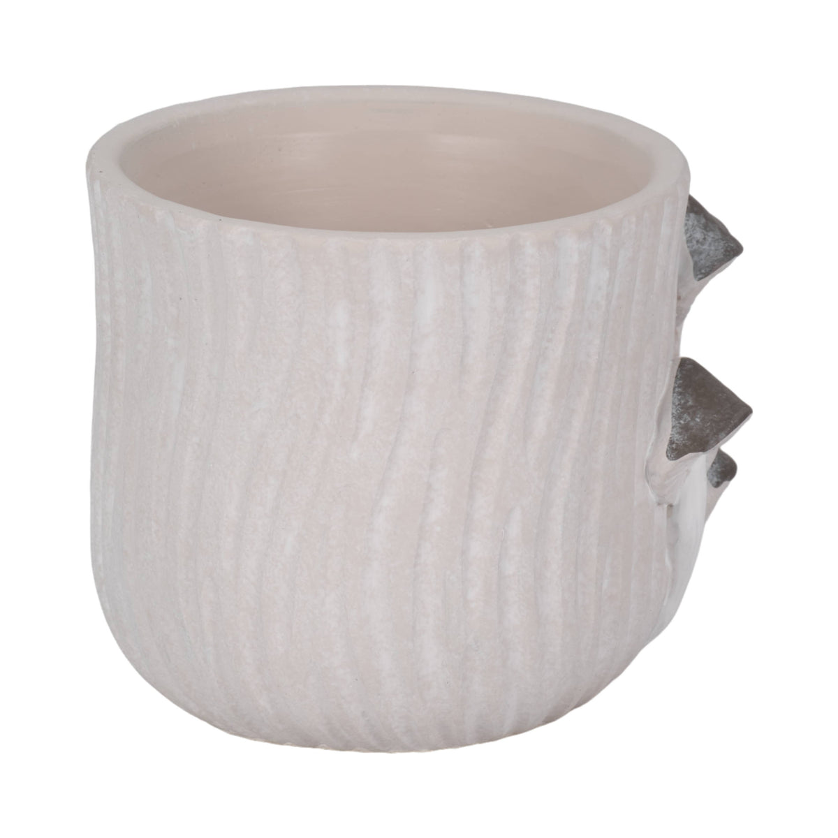 Ceramic Handcrafted Mushroom Applique Planter - Gray, 6 in.