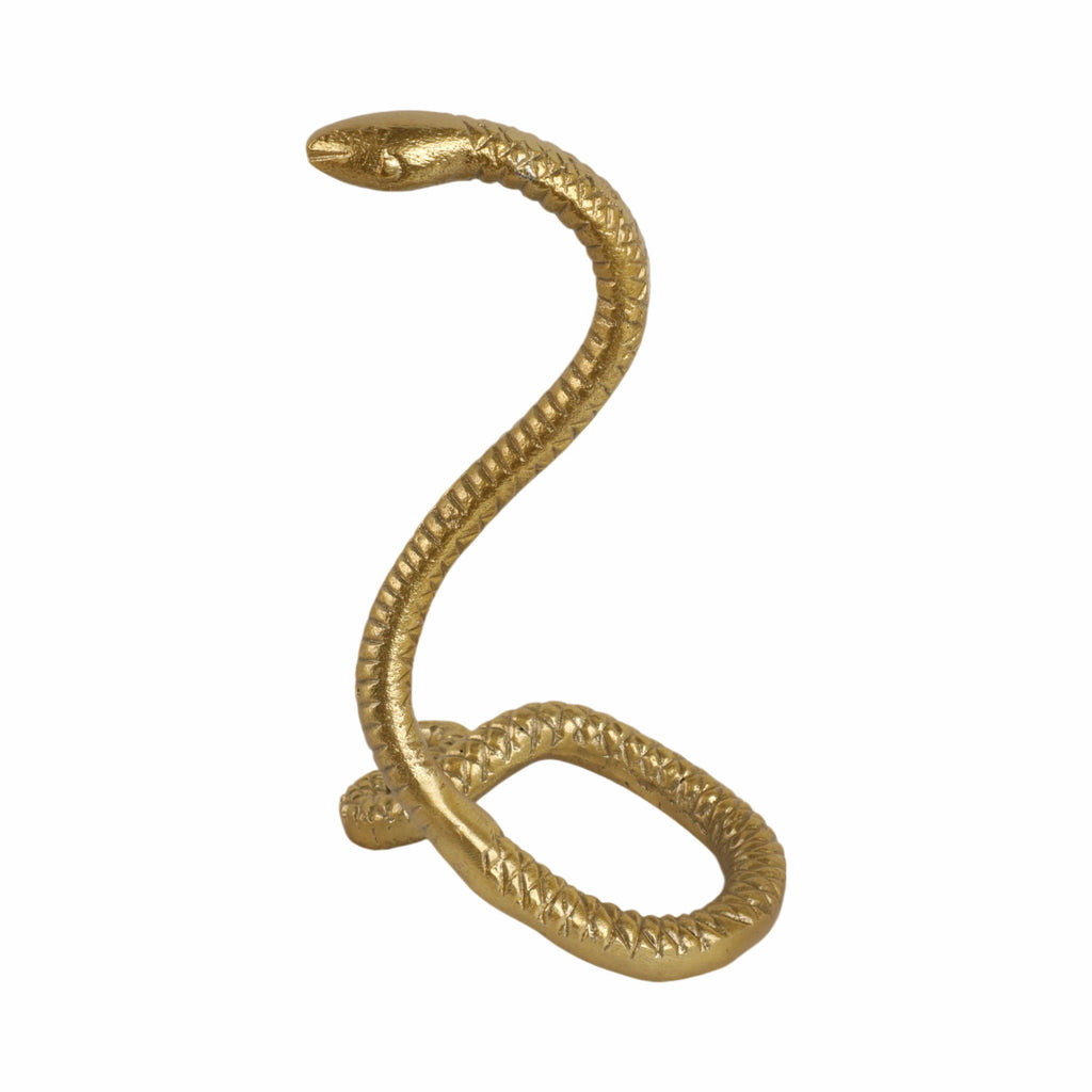 Metal Solid Tall Snake Decorative Figurine - Gold, 10 in.