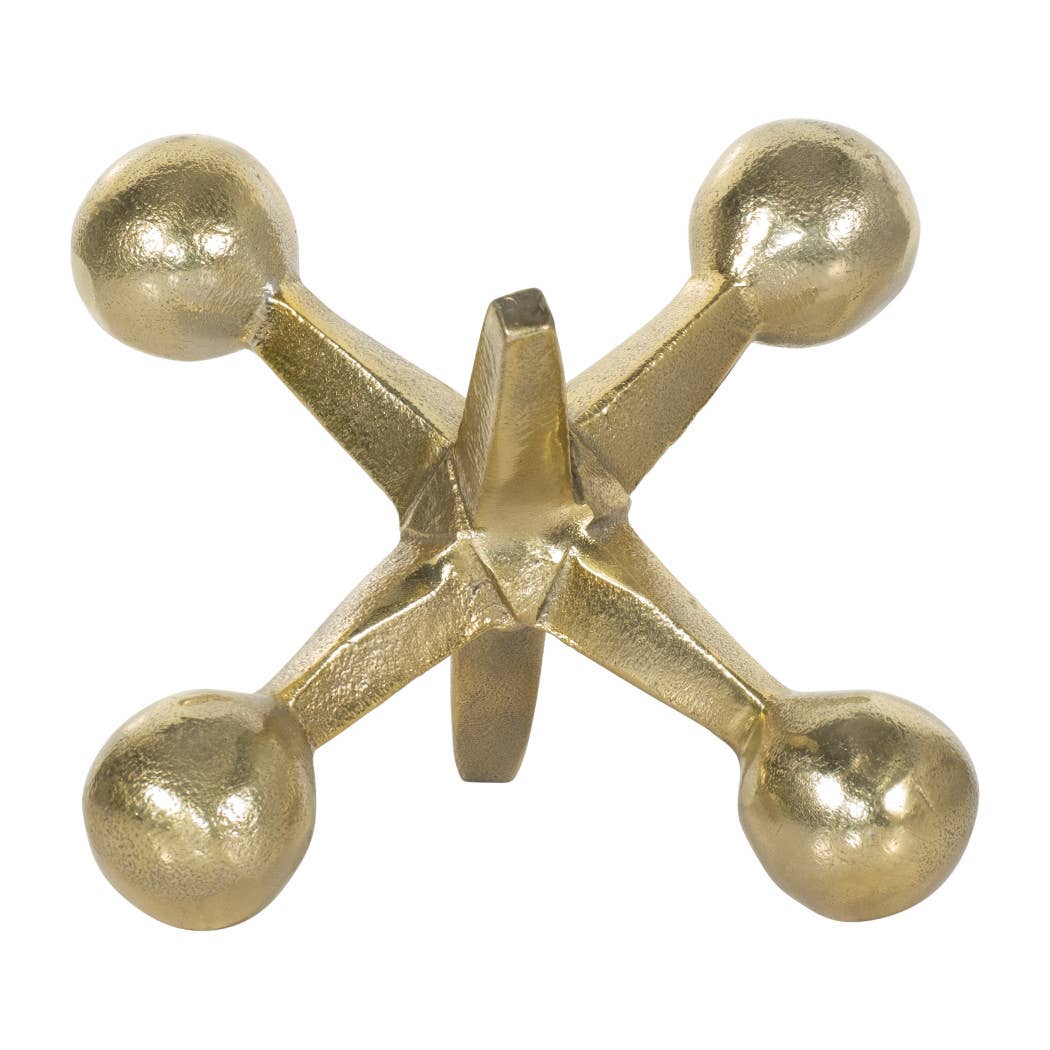 Metal Modern Jacks Decorative Sculpture - Gold, 5 in.