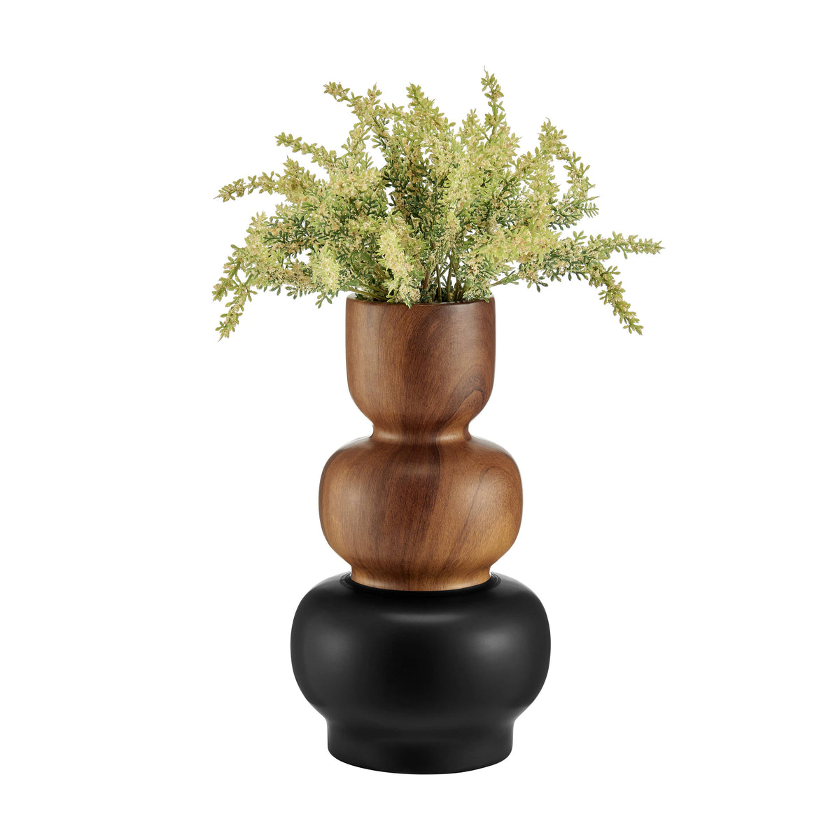 Milo Trinnet 3 Tier Stack Two Tone Vase Black and Walnut