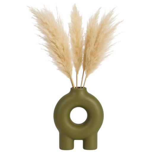 Ceramic Donut Footed Decorative Vase - Green, 7 in.
