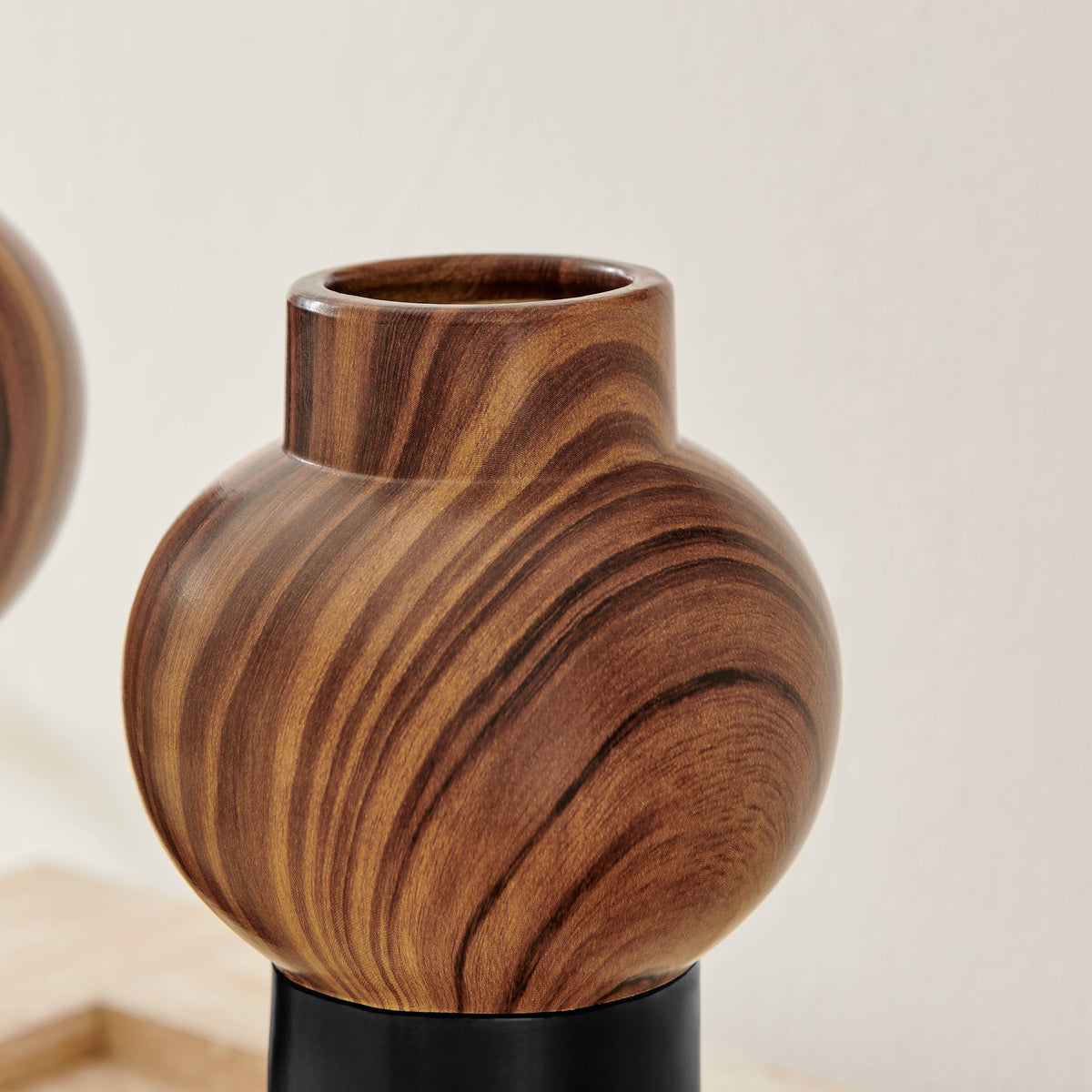Milo Slickpin Two Tone Tabletop Vases Black Walnut Set of 2