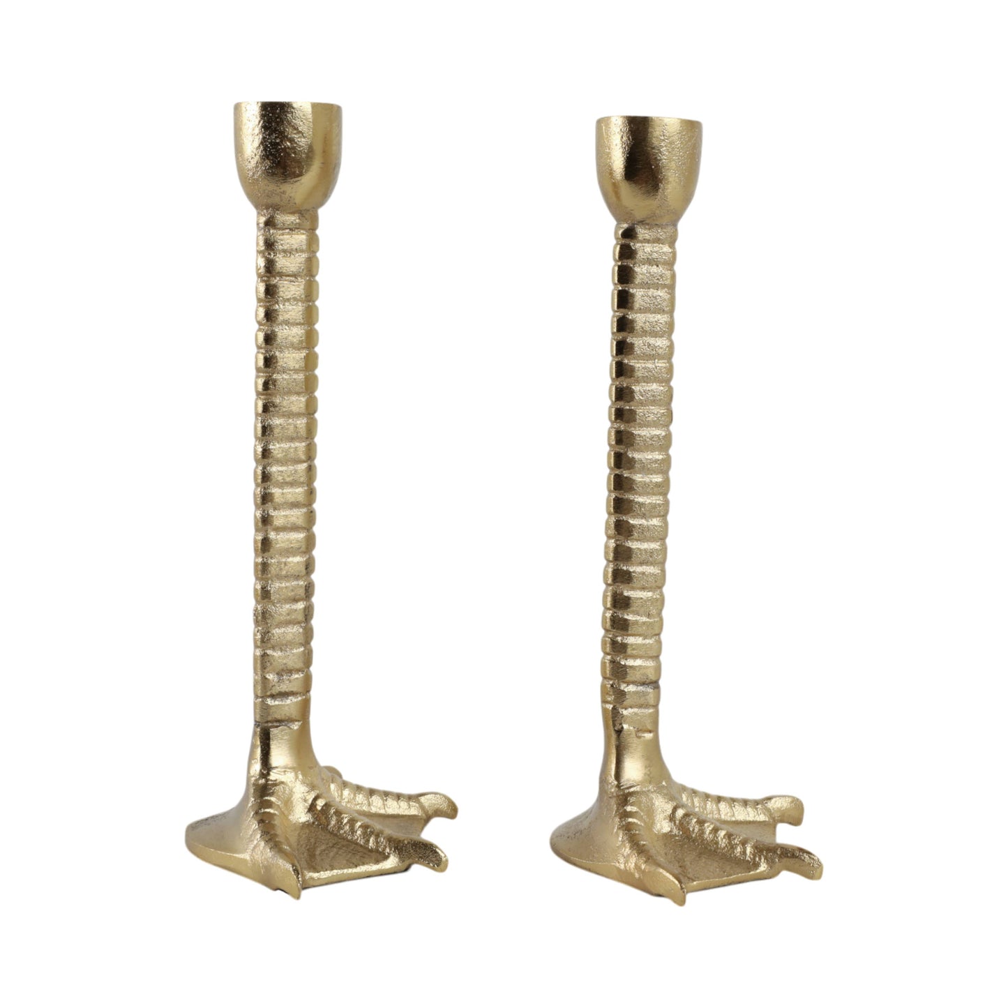 Metal Bird Legs Taper Candle Holders Set of 2 - Gold, 9 in.