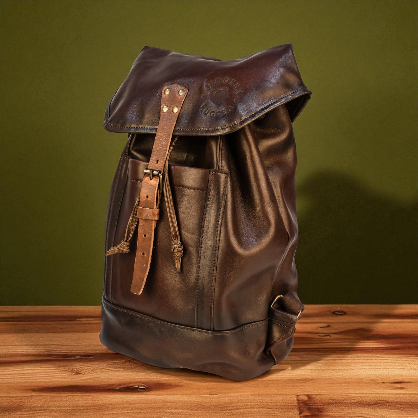 Bovine Leather Single Strap Backpack - Brown