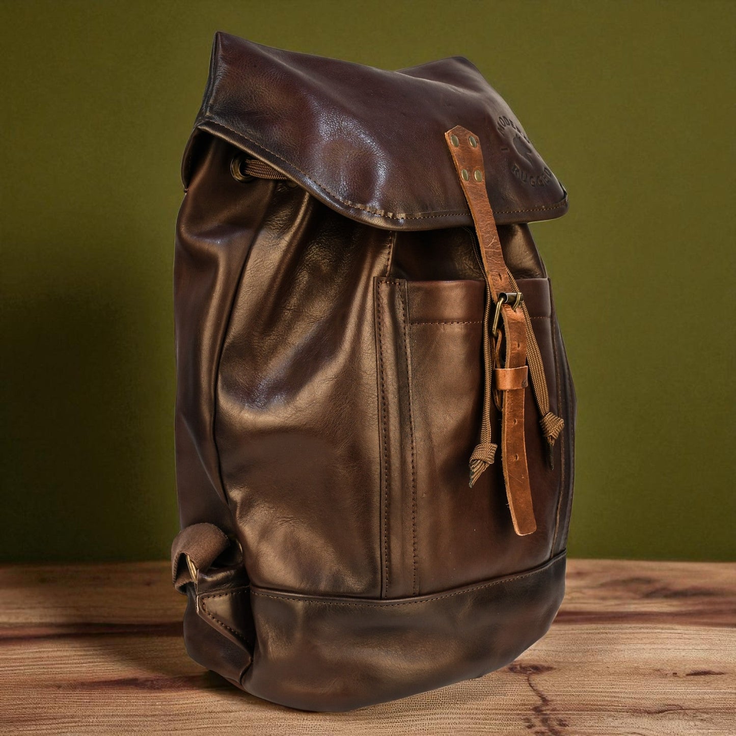 Bovine Leather Single Strap Backpack - Brown