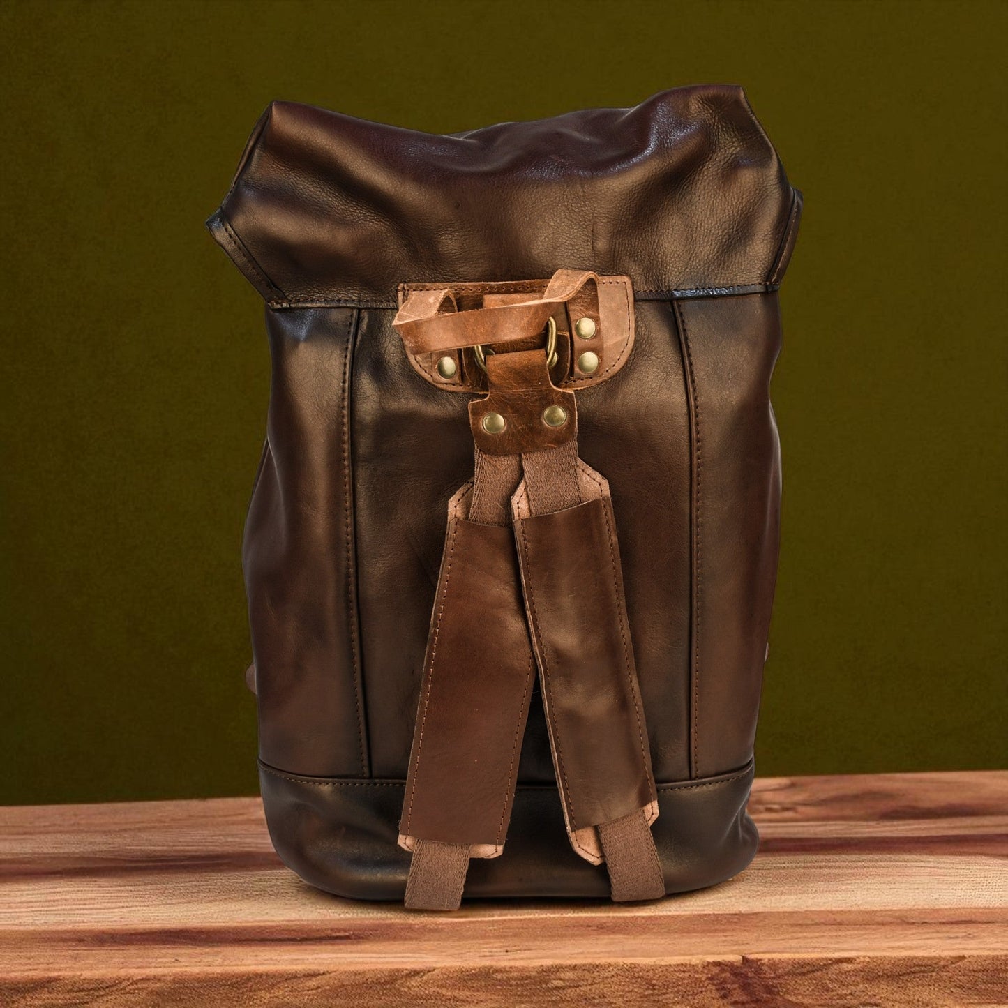 Bovine Leather Single Strap Backpack - Brown