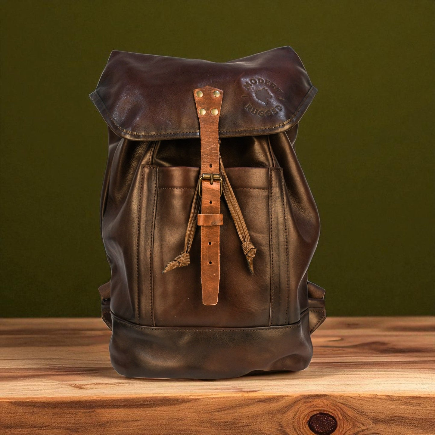 Bovine Leather Single Strap Backpack - Brown