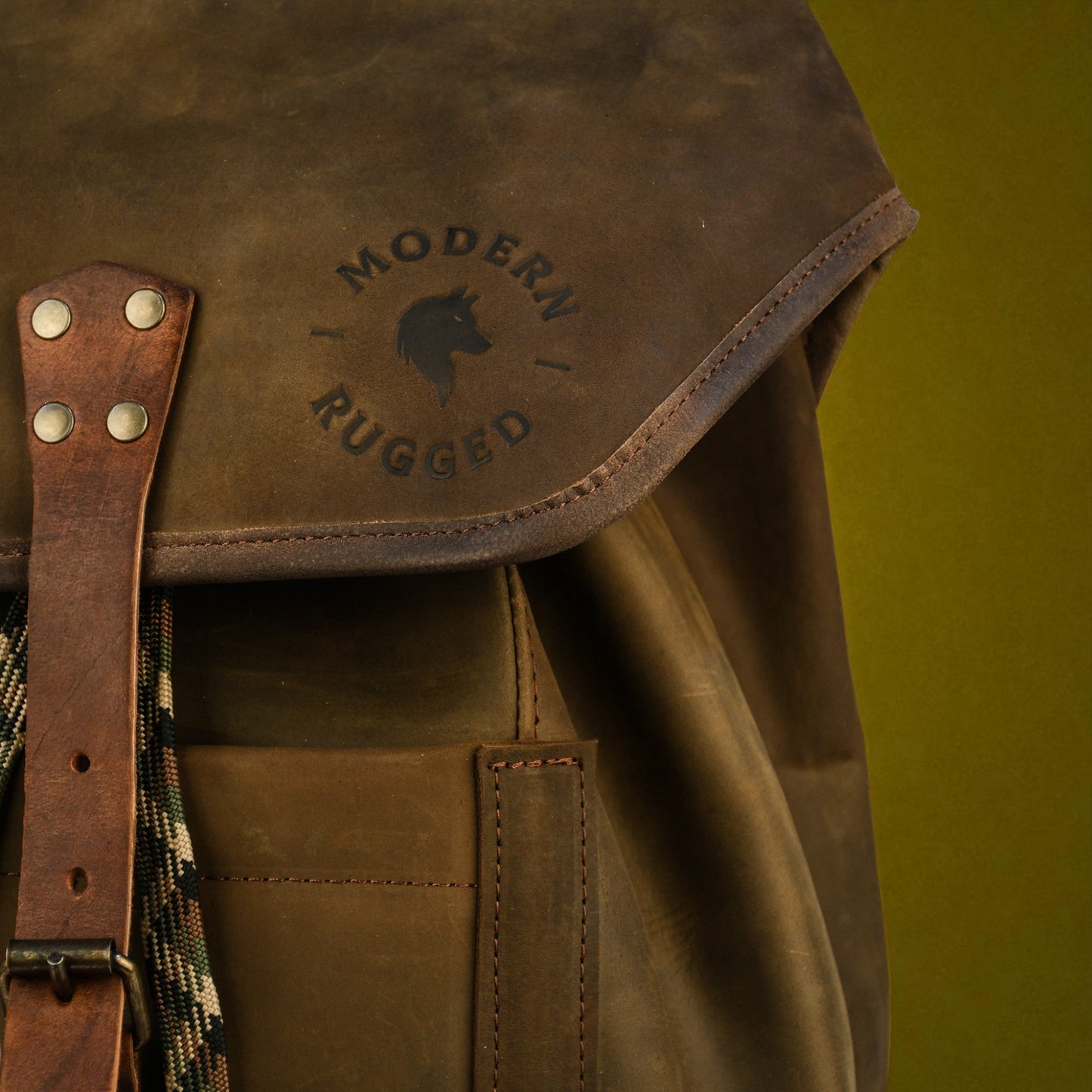 Bovine Leather Single Strap Backpack - Olive