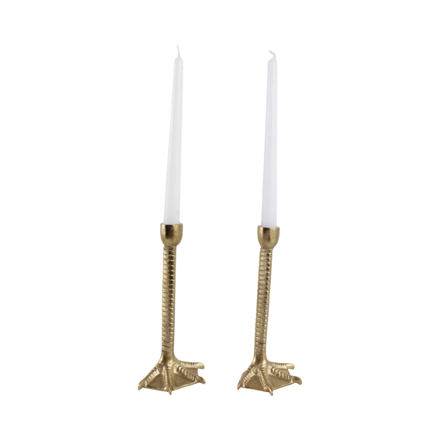 Metal Bird Legs Taper Candle Holders Set of 2 - Gold, 9 in.