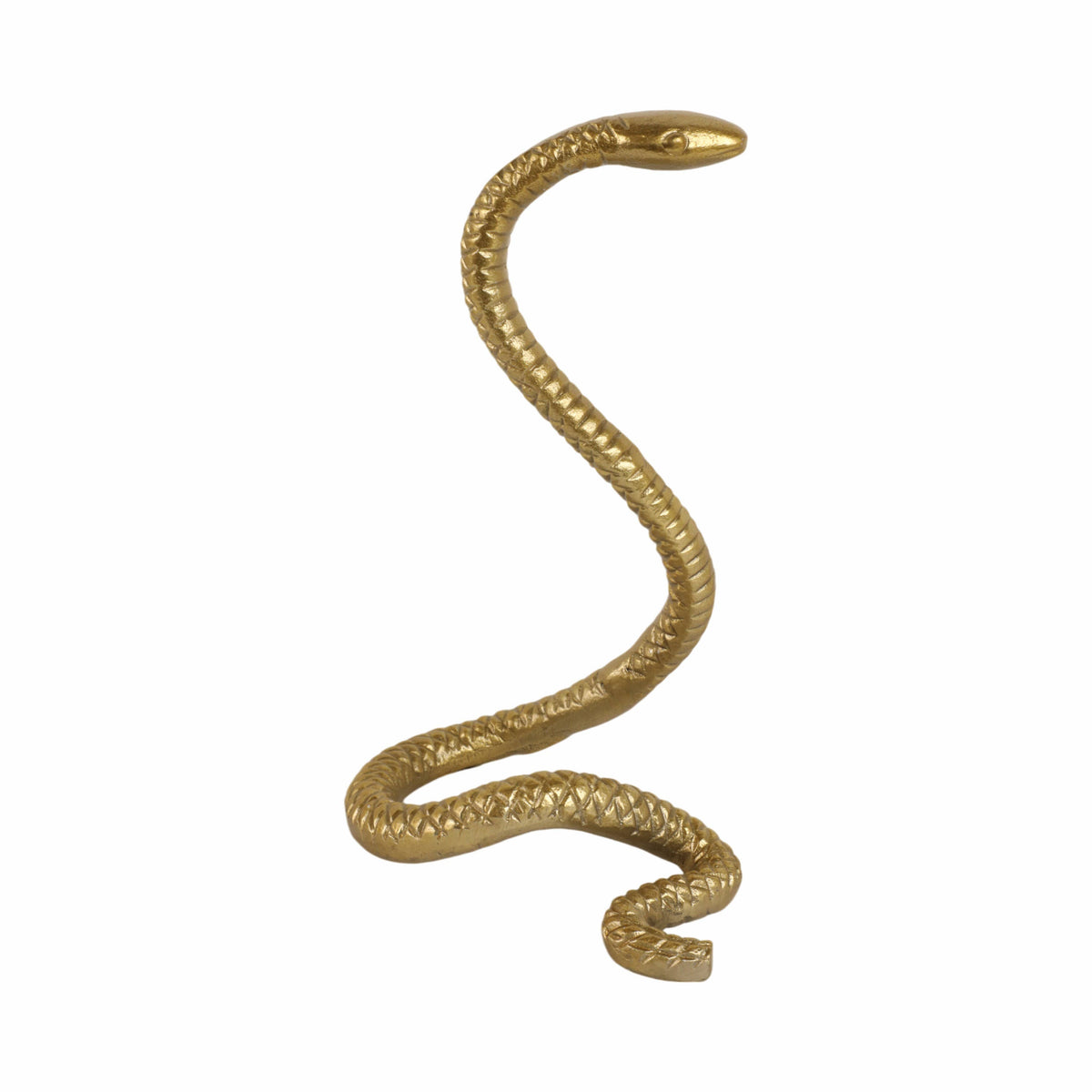 Metal Solid Tall Snake Decorative Figurine - Gold, 10 in.
