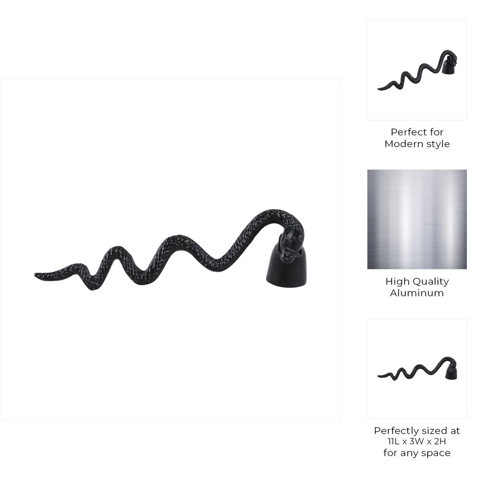 Metal Modern Snake Figurine Candle Snuffer - Black, 11 in.