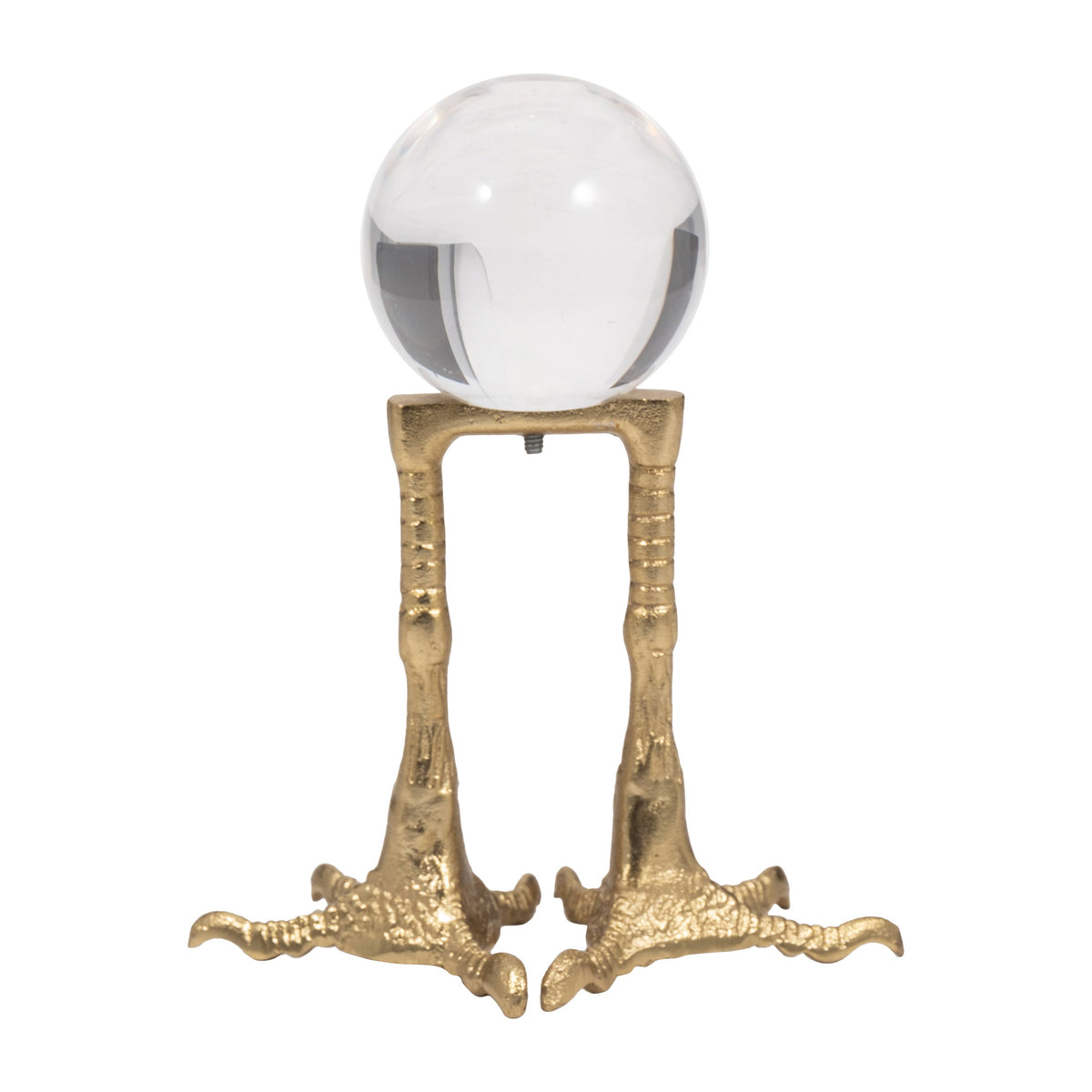 Metal Bird Feet Holding Acrylic Ball Figurine - Gold, 8 in.
