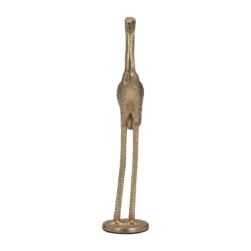 Metal Standing Crane Gleaming Finish Figurine - Gold, 16 in.