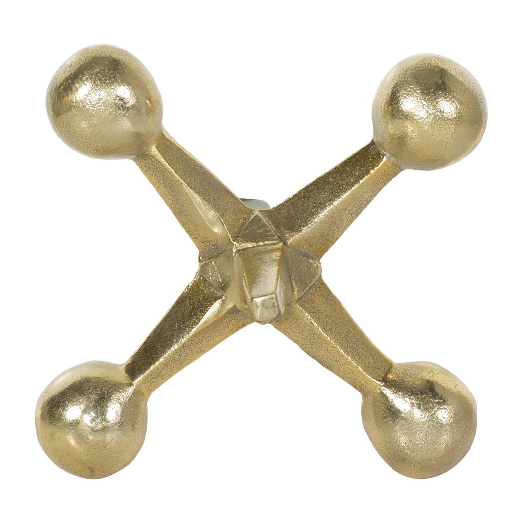 Metal Modern Jacks Decorative Sculpture - Gold, 5 in.