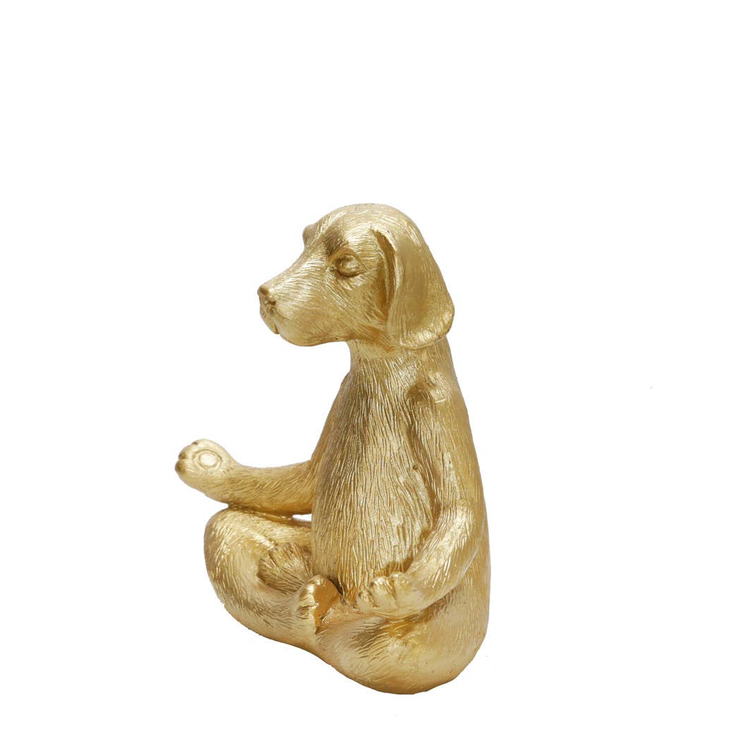 Resin Textured Meditating Dog Figurine - Gold, 6 in.