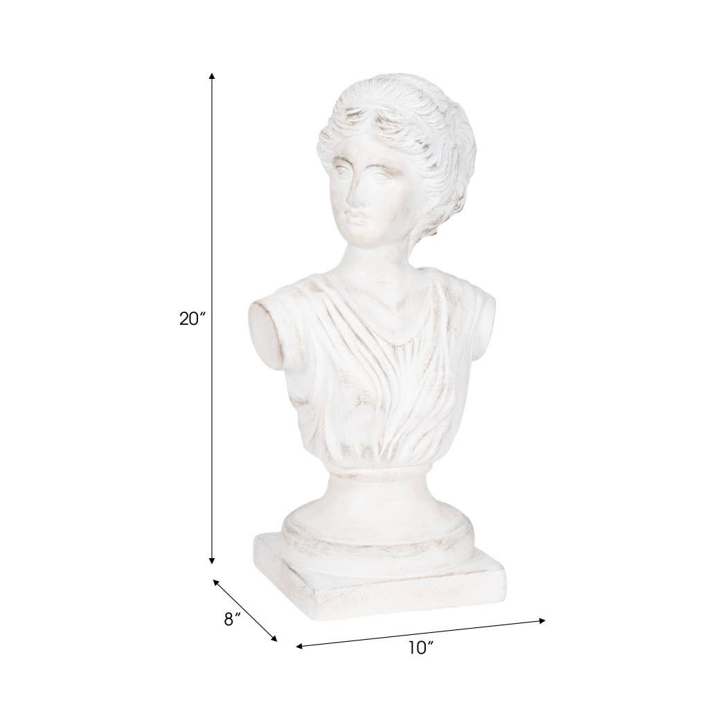 Resin Grecian Venus Bust Sculpture Decor - White, 20 in.
