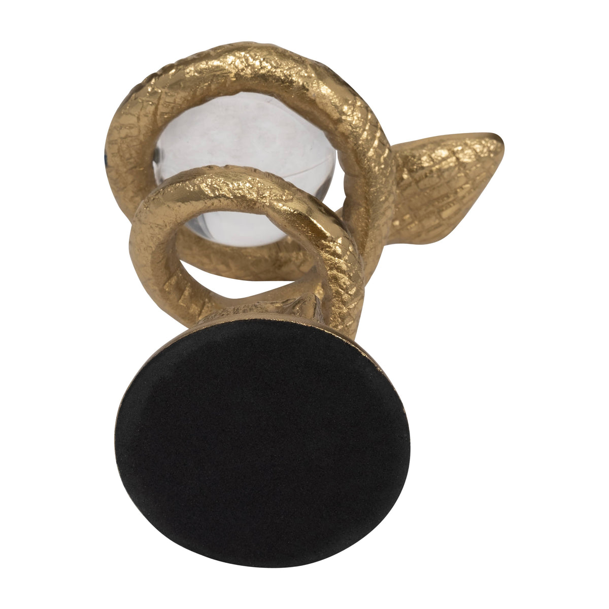 Metal Snake Coil with Acrylic Ball Figurine - Gold, 7 in.