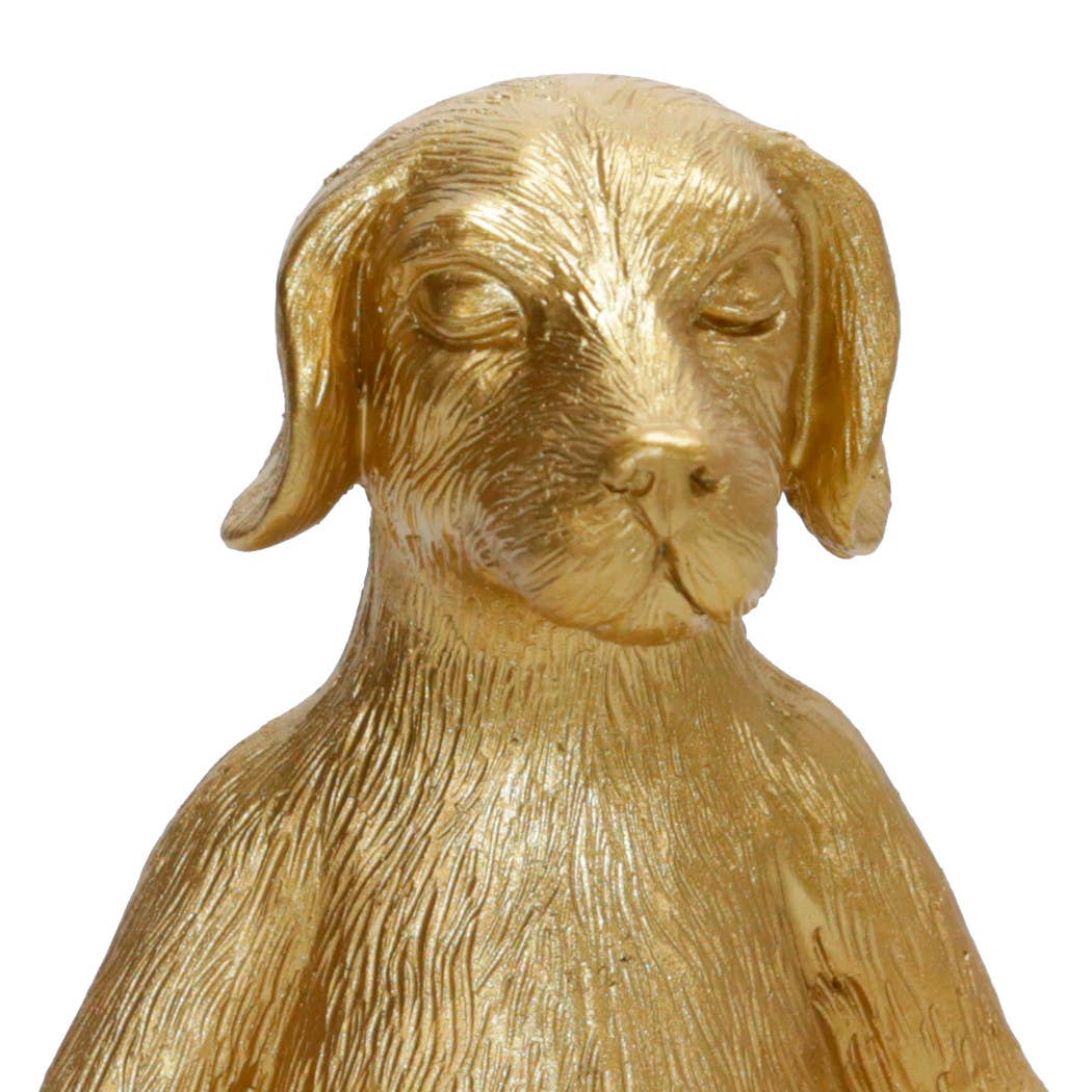 Resin Textured Meditating Dog Figurine - Gold, 6 in.